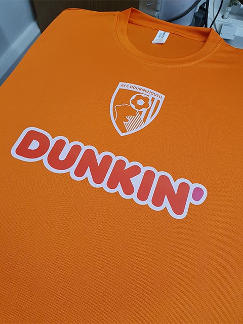 AFC Bournemouth Dunkin Donuts Sports T-Shirt Print by Barritt Garment Printing Bournemouth