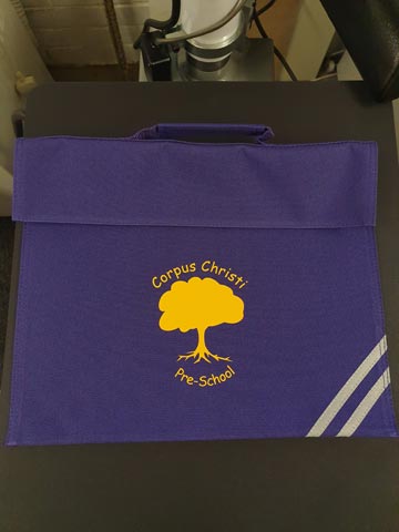 Corpus Christi Pre-School Book Bag Print by Barritt Garment Printing Bournemouth