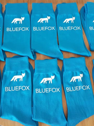 Bluefox Decorating Contractors, painter, decorator, builder, workwear, socks, white, vinyl, transfer, heat press, printed, t-shirt printing, Bournemouth, Poole, Dorset, text