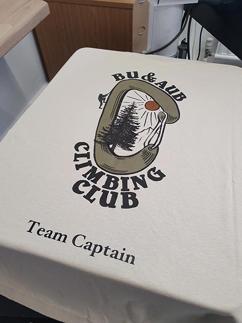 AUBSU Climbing Club T-Shirt Printing by Barritt Garment Printing Bournemouth