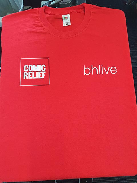 BH Live Comic Relief T-Shirt Print by Barritt Garment Printing Bournemouth