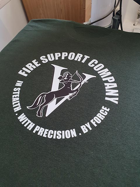 Fire Support Company Back T-Shirt Print by Barritt Garment Printing Bournemouth