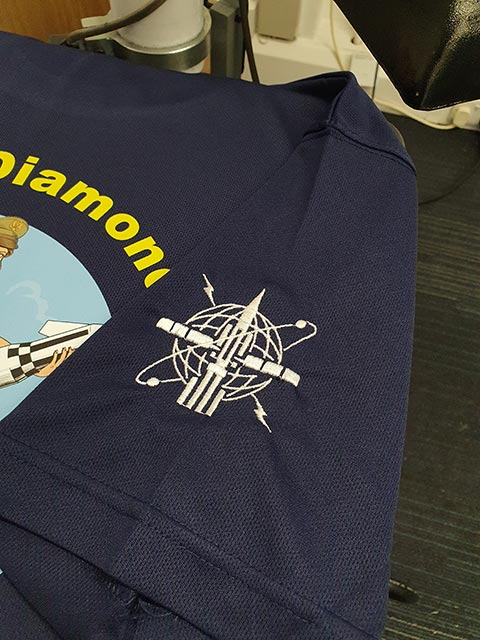 HMS Diamond Royal Navy T-Shirt Sleeve Embroidery by Barritt Garment Printing Bournemouth
