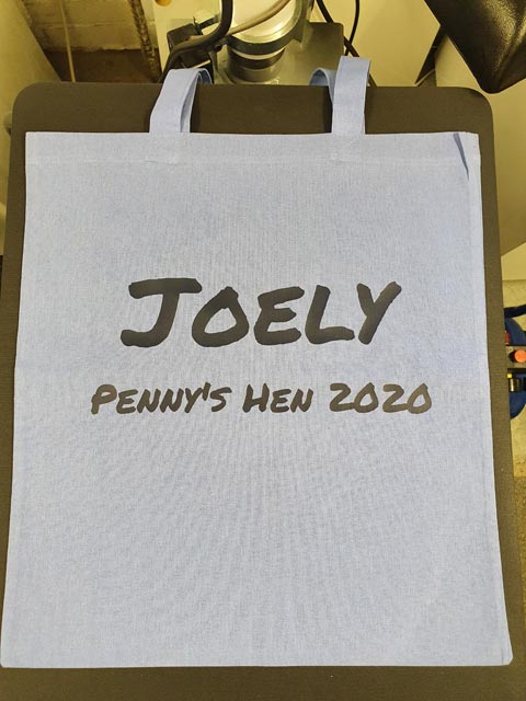 Joely Hen Do Tote Bag Print by Barritt Garment Printing Bournemouth