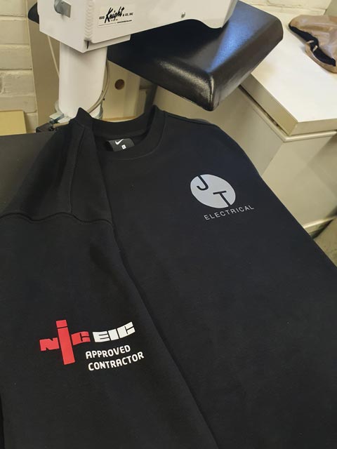 JT Electrical Custom Workwear Print by Barritt Garment Printing Bournemouth