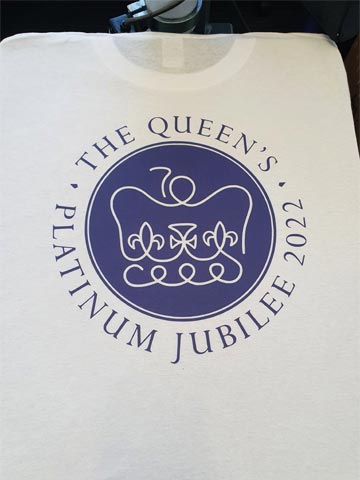 The Queen's Platinum Jubilee 2022 T-Shirt Print by Barritt Garment Printing