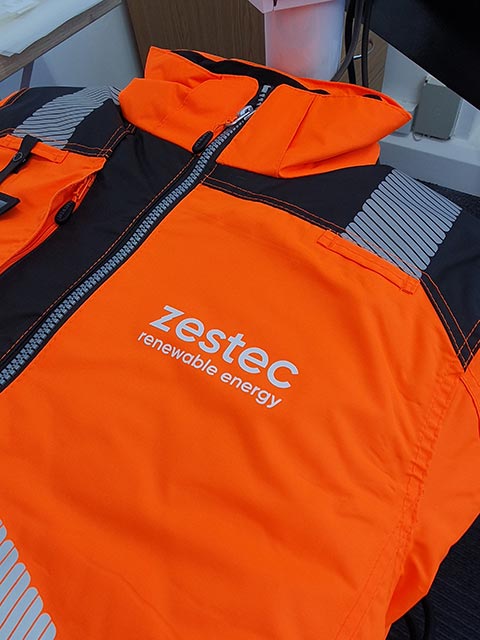 Zestec Hi-Vis Jacket Print by Barritt Garment Printing Bournemouth