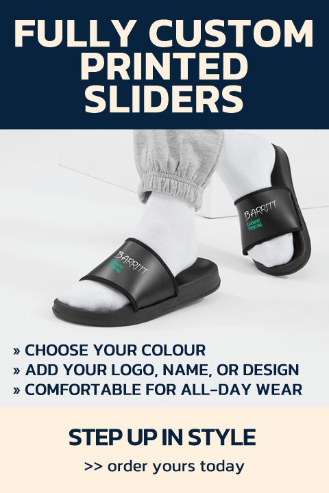 Custom Sliders Printed by Barritt Garment Printing Bournemouth