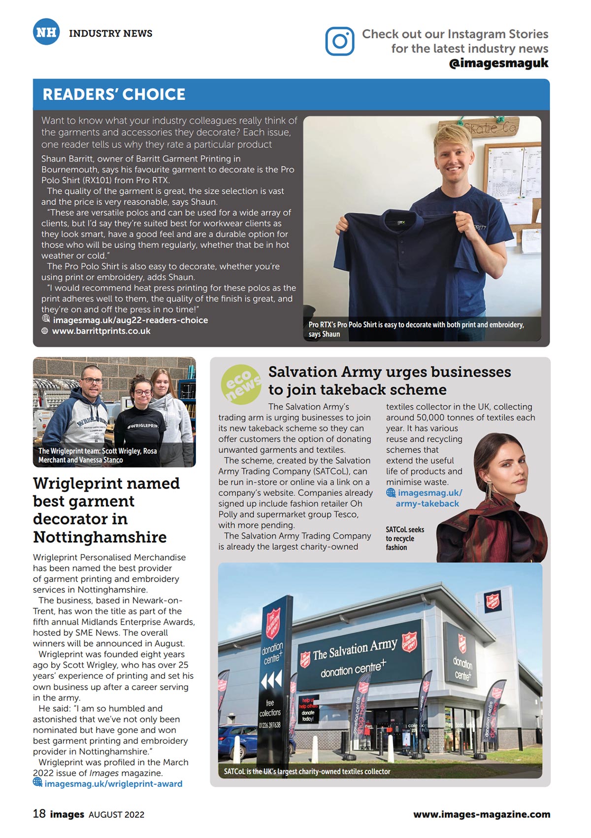 Images Magazine August 2022 Article on Barritt Garment Printing's Favourite GArment to Decorate the Pro RTX Pro Polo Shirt