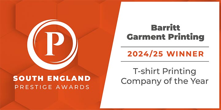 Barritt Garment Printing - South England Prestige Awards 2024-25 Winner for T-Shirt Printing Company of the Year 2024-25